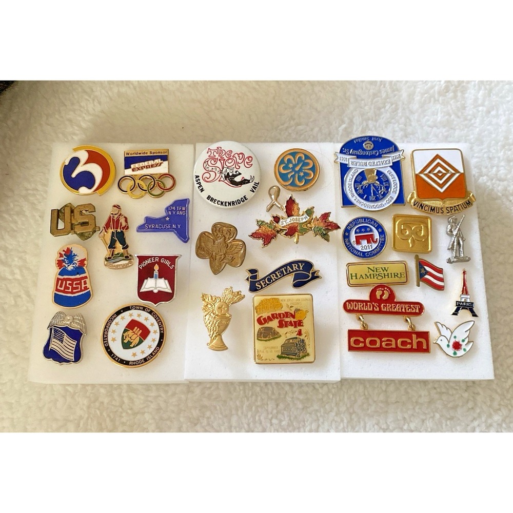 Vintage Estate Lot of 24 Lapel Button Trucker Hat Pins Variety